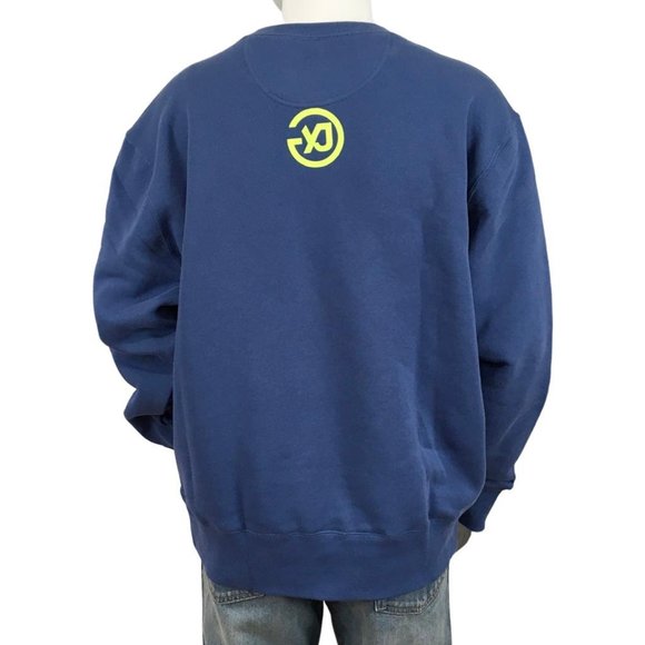 YJGLAM Men Sweater a Love Word Desing Navy Blue Neon Color Sz L G20 - Picture 5 of 8